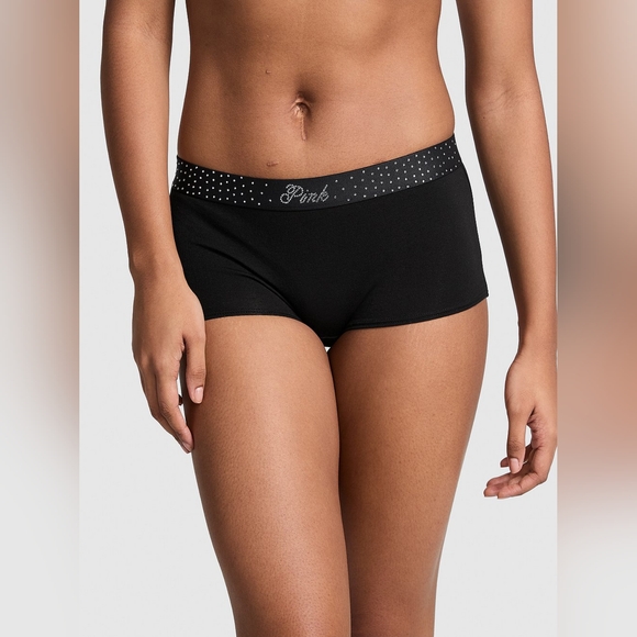 💎 #2 PINK VS BLING Logo Cotton Shine Boyshort Panty 💎 - Picture 1 of 14